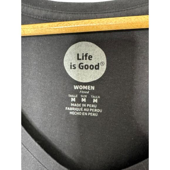Life is Good Black V-Neck SIMPLIFY Fitted T-Shirt Size Medium Grow The Good - Picture 4 of 5